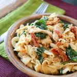 This creamy crockpot Italian chicken pasta requires almost no hands-on time and is the perfect comfort food for a busy day! | www.pinchmeimeating.com
