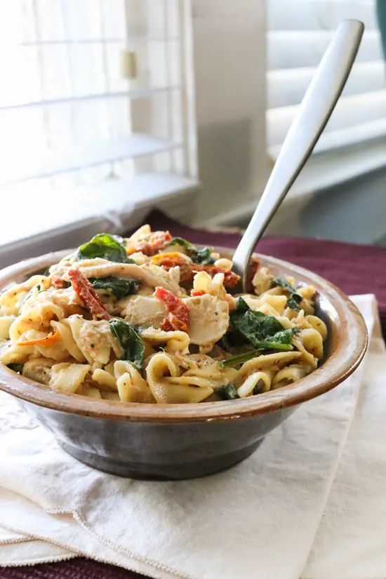 Creamy Crockpot Italian Chicken Pasta