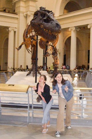 Me and my college roommate Casey, posing with a deceased member of our dinosaur ancestry.