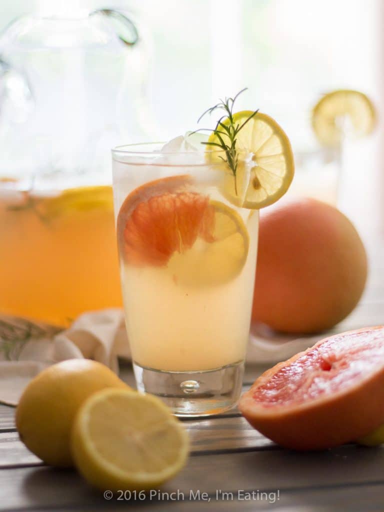 Grapefruit Rosemary Lemonade - A sweet, tangy, and fragrant twist on the classic summer drink. So refreshing! | www.pinchmeimeating.com