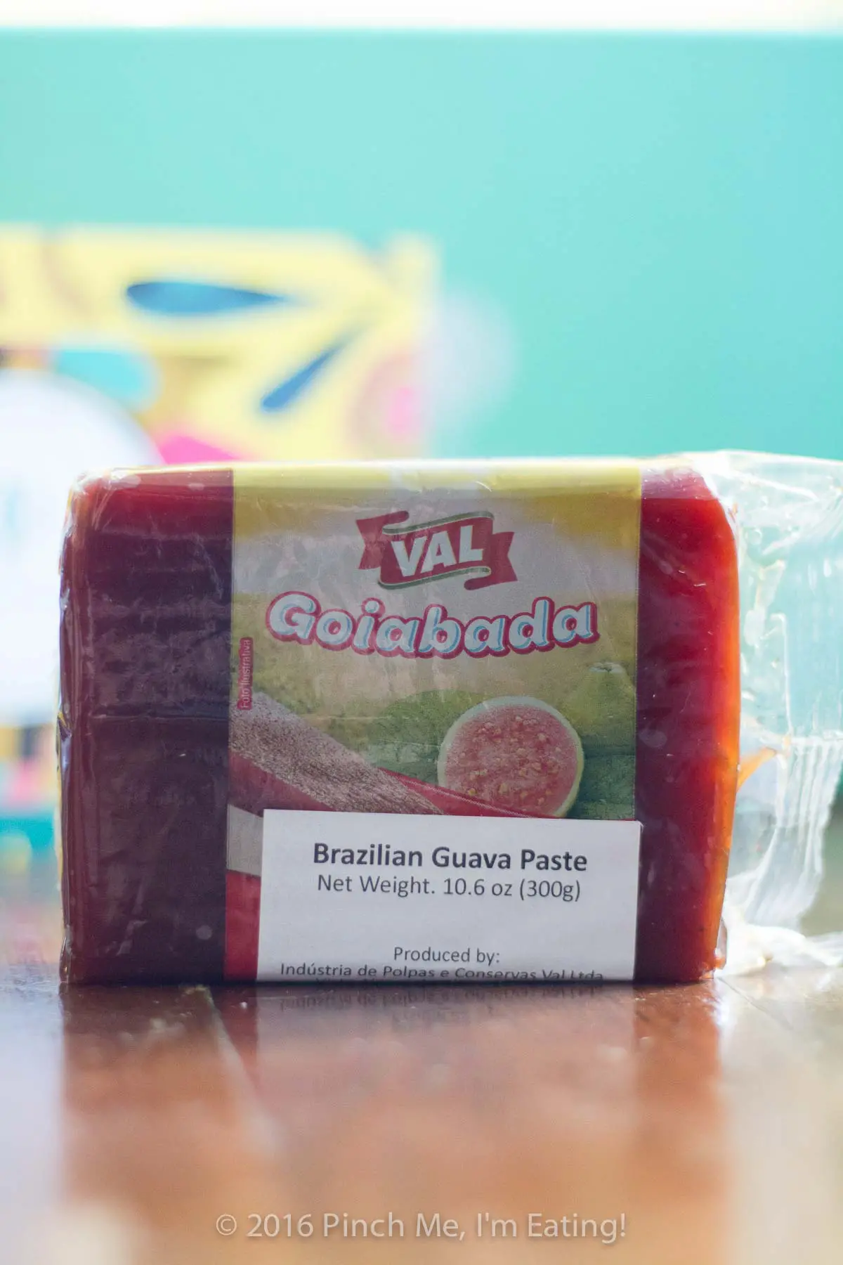 Closeup of Brazilian guava paste in plastic package.