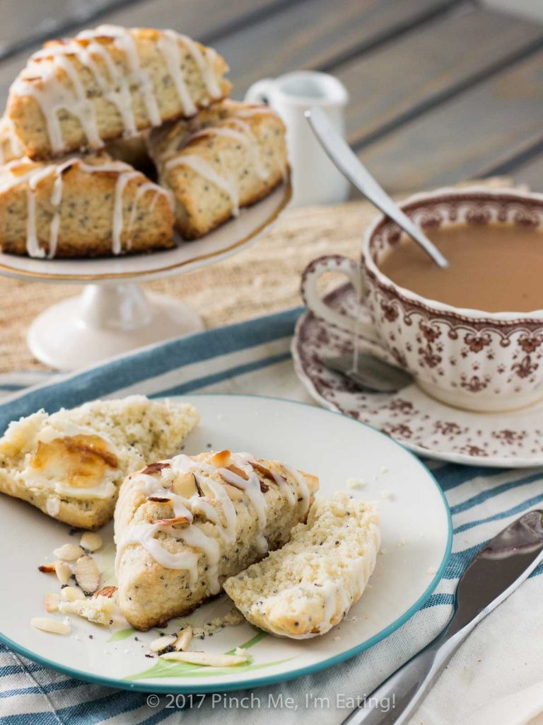 Almond poppy seed scones are a perfect companion to afternoon tea! Moist, dense, crumbly, and not overly sweet, they're a unique variation on the more common lemon poppy seed combination.