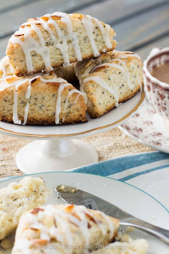 Almond poppy seed scones are a perfect companion to afternoon tea! Moist, dense, crumbly, and not overly sweet, they're a unique variation on the more common lemon poppy seed combination.