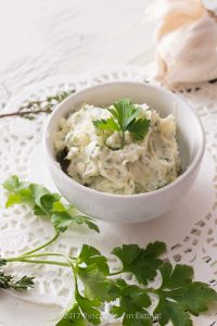 Garlic herb butter is an essential spread for tea sandwiches! You can also use this on steak, vegetables, bread, or anything else you can think of!