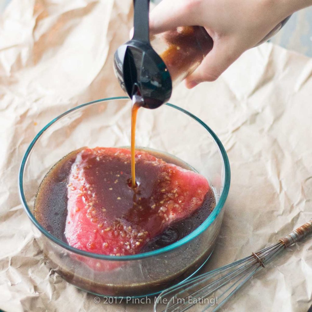 This pineapple teriyaki marinade is my absolute favorite way to prepare tuna steaks, but you can also use it on salmon or chicken, or even as a salad dressing! 