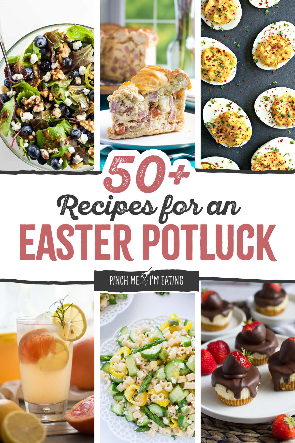 Collage of Easter potluck recipes.