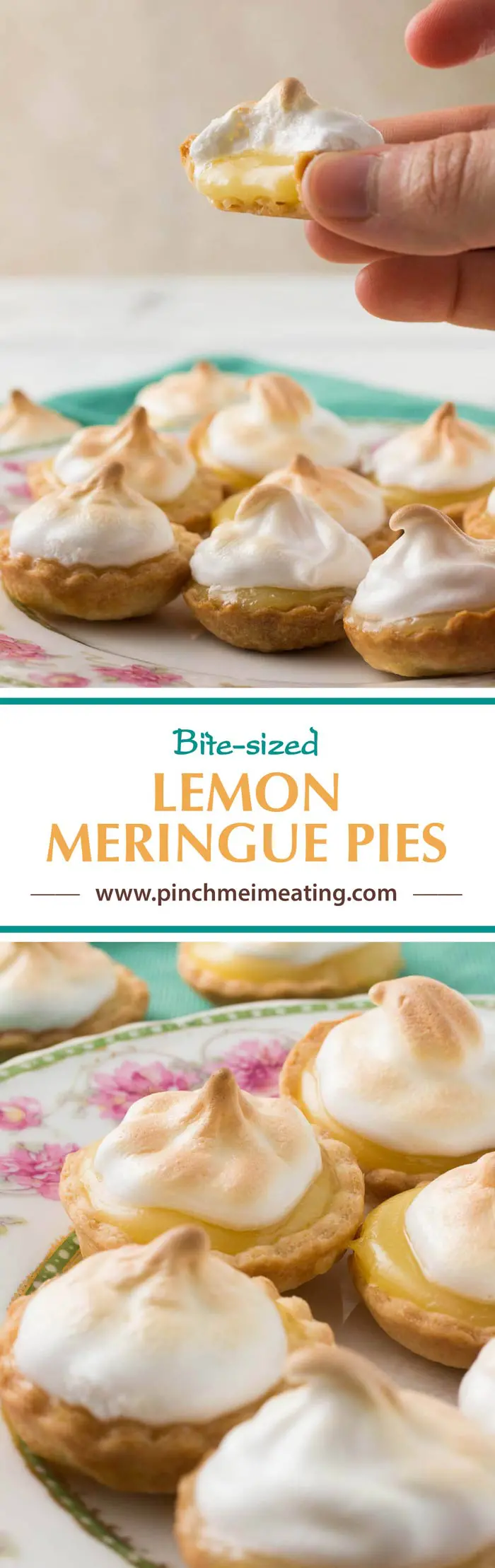 These bite-sized mini lemon meringue pies are a charming and adorable dessert for a springtime or Mother's Day tea party! You can use homemade or store-bought lemon curd. | How to use lemon curd | Mother's Day desserts | Afternoon tea desserts | Afternoon tea recipes