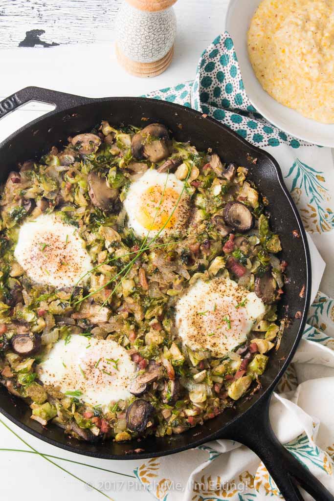 Brussels Sprout Hash with Pancetta and Mushrooms