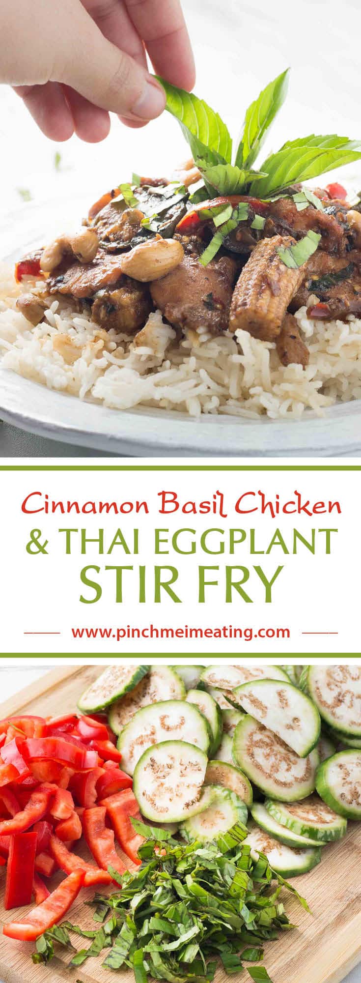 Cinnamon basil chicken and Thai eggplant stir fry takes advantage of all that seasonal summer produce and has a rich, spiced flavor you won't forget! Don't have cinnamon basil or Thai eggplants? Use what you have!