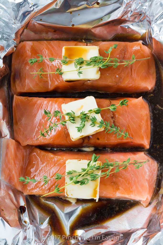 Easy enough for a lazy weeknight meal and fancy enough for company, this lemon soy foil packet salmon only takes 5 minutes to assemble and is the perfect dinner for any occasion!