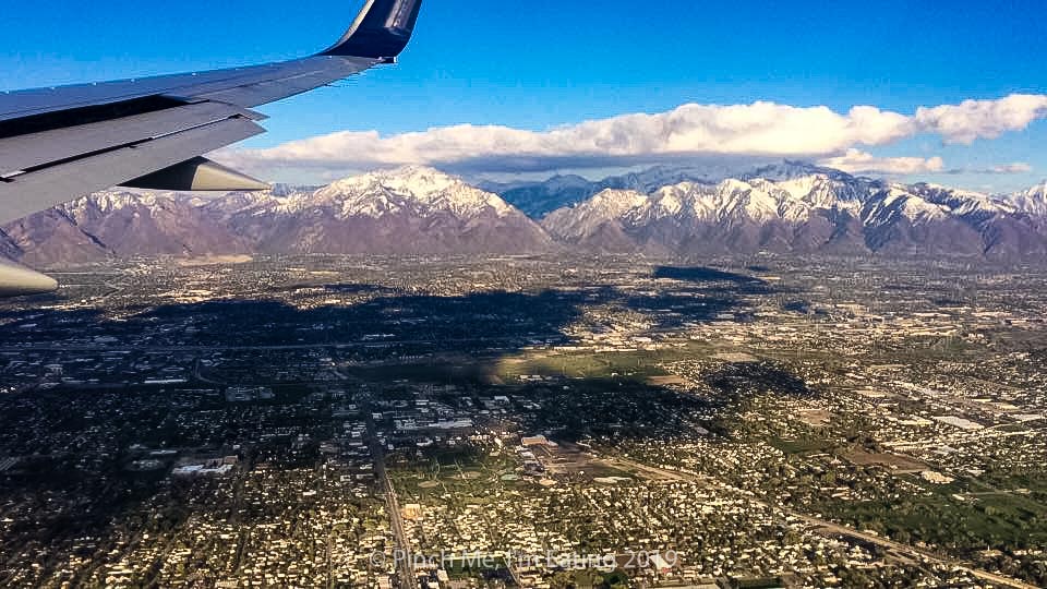 View of the Rocky mountains from an airplane