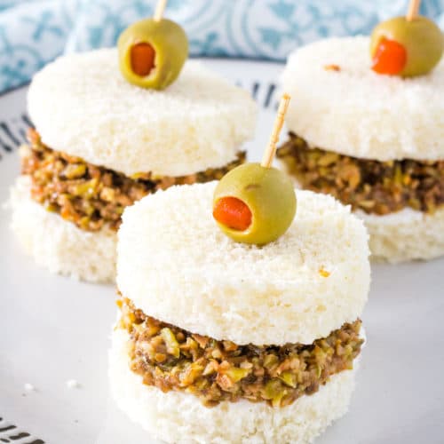 Cream Cheese and Olive Sandwiches for tea Pinch me, I'm eating