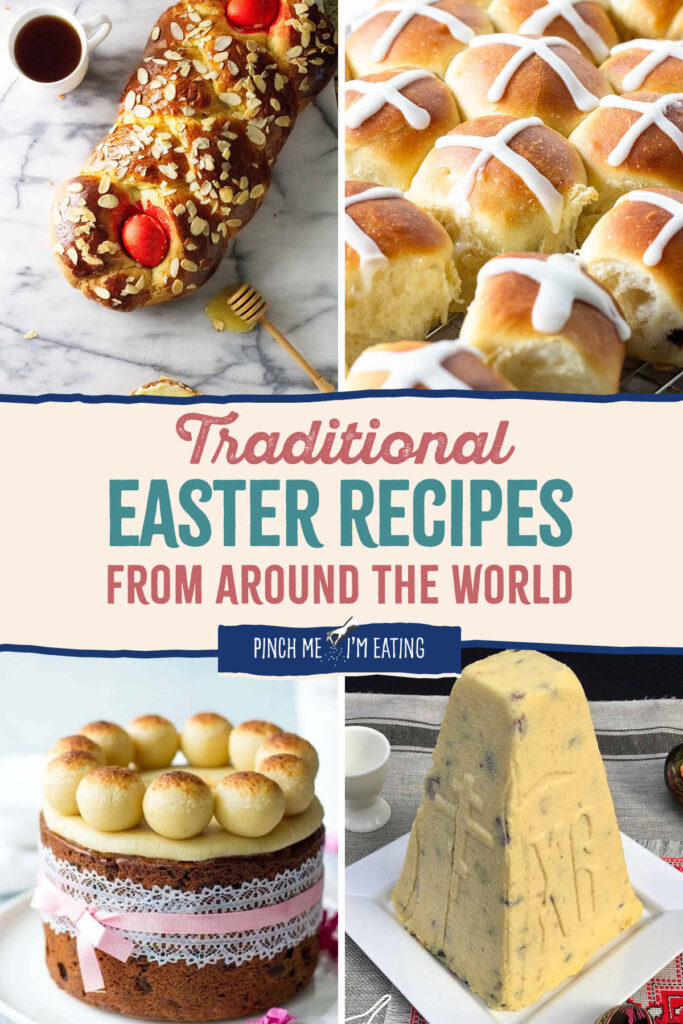 Collage of traditional Easter recipes from around the world.