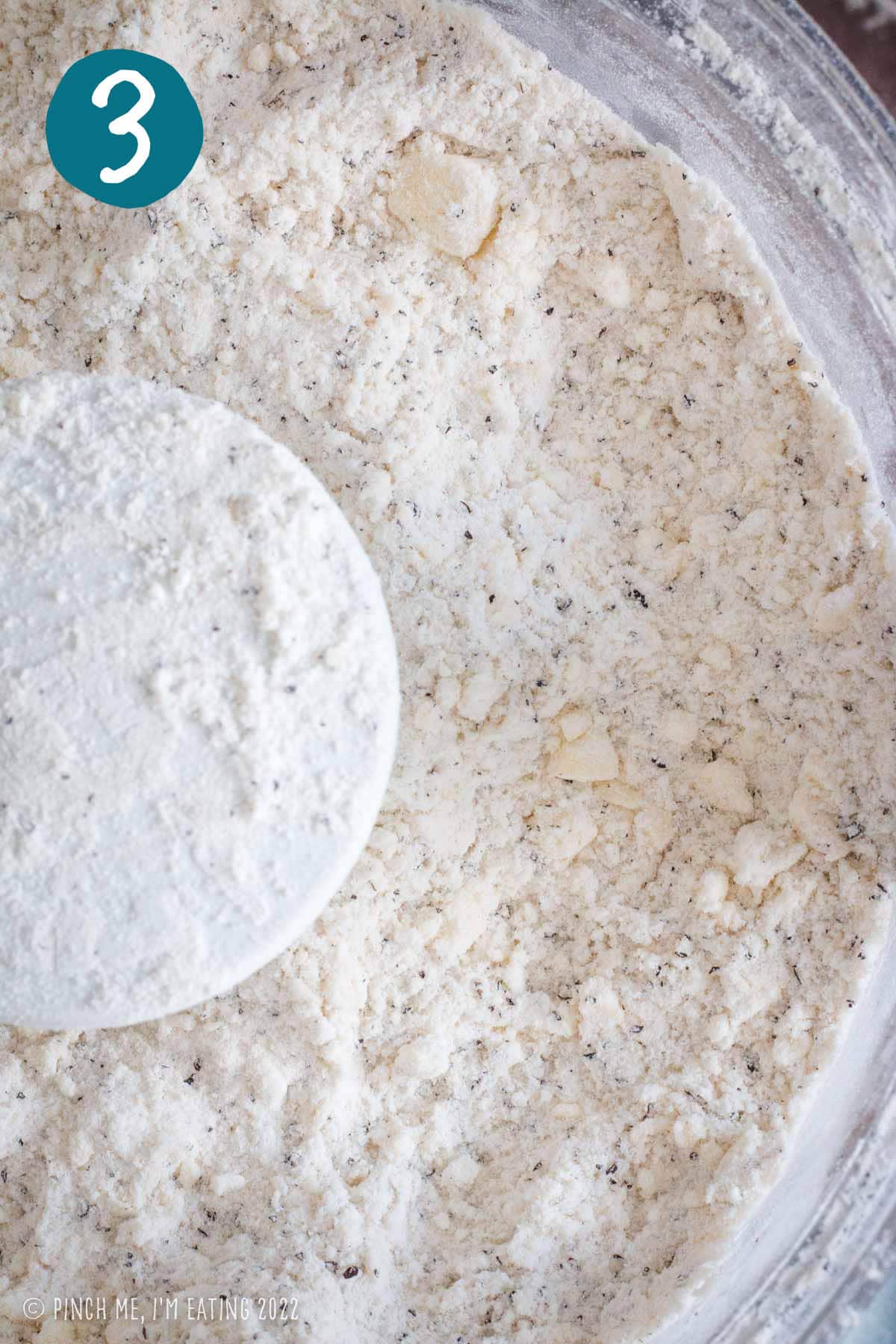 Scones flour mixture after cutting in butter.
