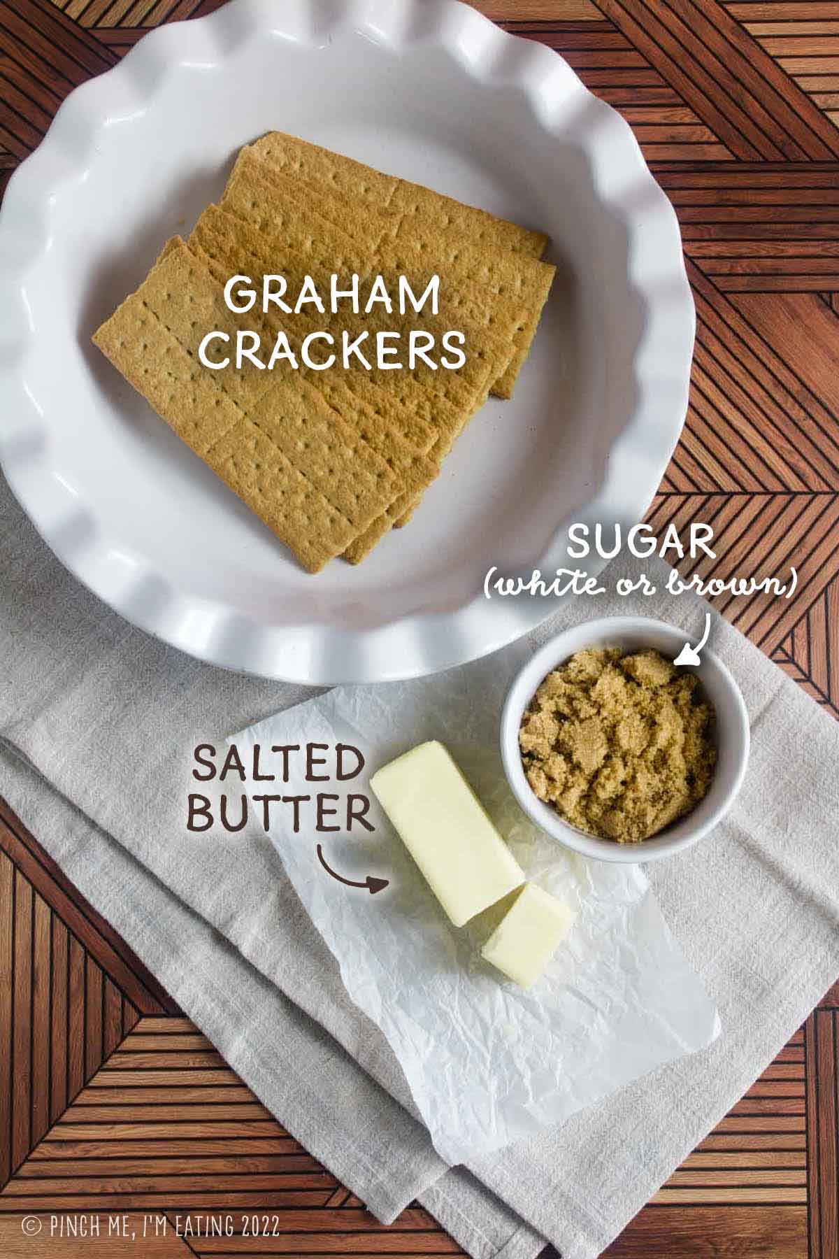 Ingredients for no-bake graham cracker crust.