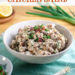 Pinterest image for bacon ranch chicken salad recipe.