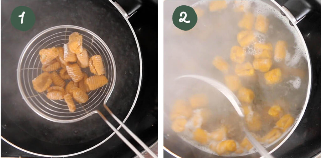 Step by step photos on how to cook homemade gnocchi.