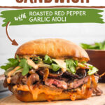 Pinterest collage for grilled ribeye steak sandwich.