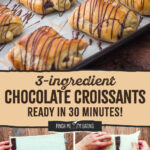 Pinterest image for puff pastry chocolate croissants.